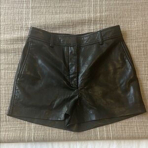 Aritzia Babaton Black Leather Shorts